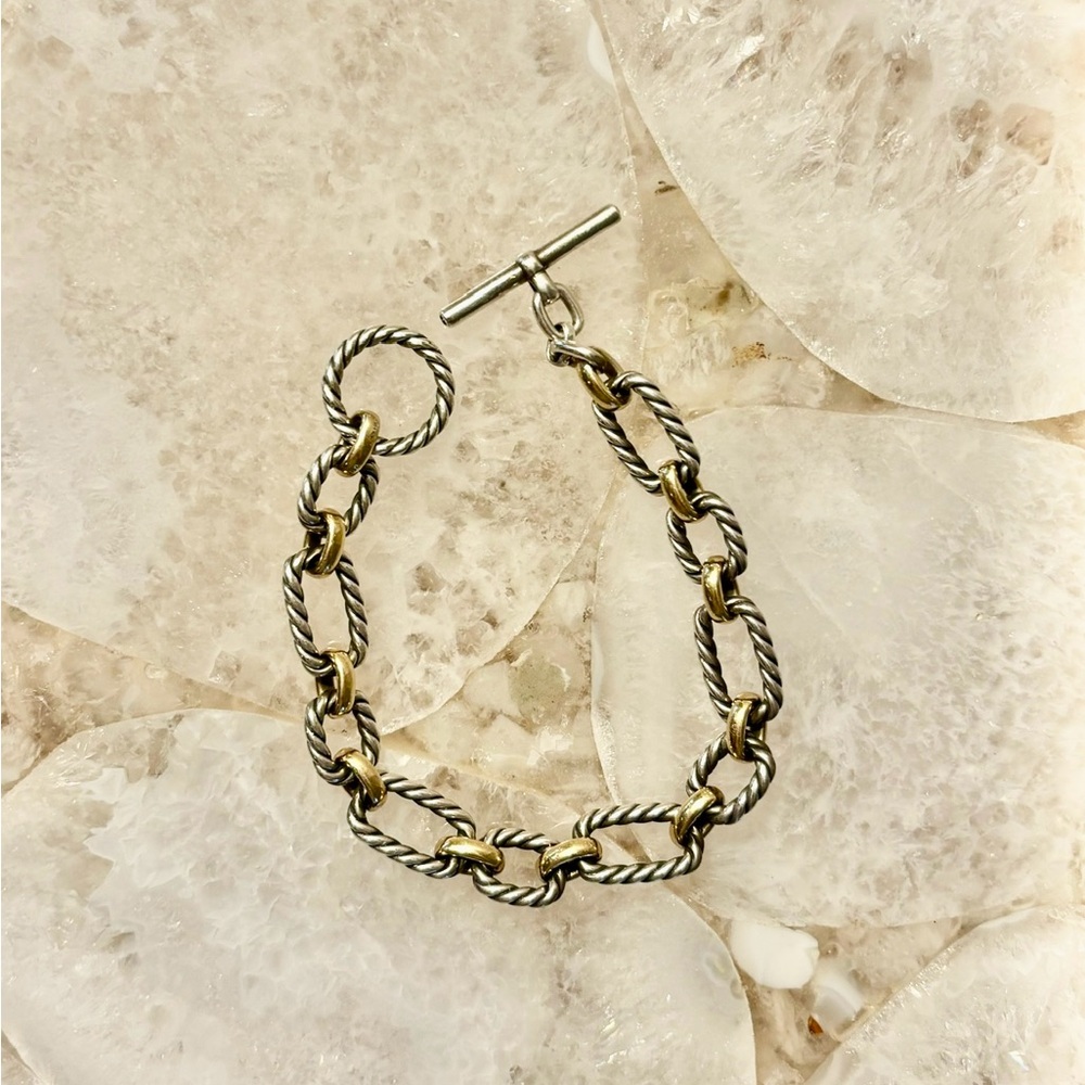 David Yurman, small cm, small bracelet, silver & gold. - Picture 3 of 8